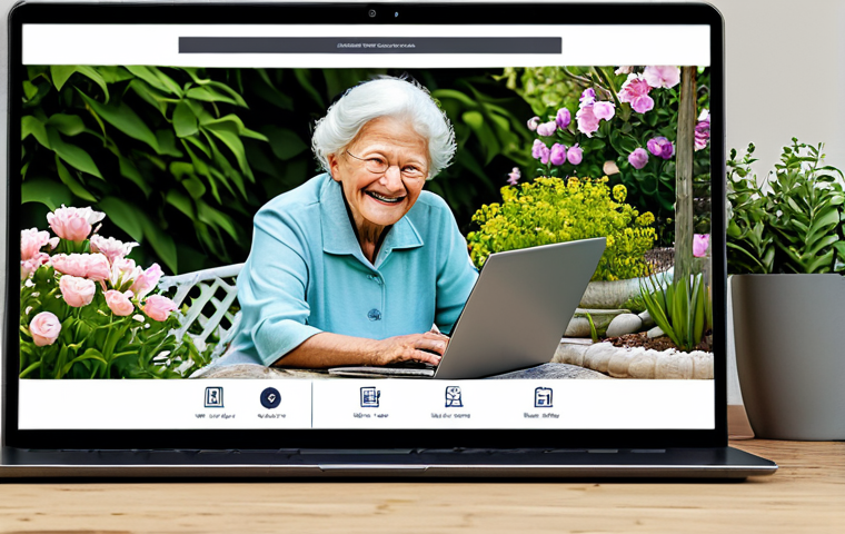 가상 추모 공간에서의 에세이 및 기록 작성 - Digital Memorial Page**
"A serene digital memorial page on a laptop screen, featuring photos of a s...